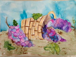 Получение навыков и умения работы с графическим материалом и акварелью учащимися в творческой композиции «Сбор винограда» в УО  «Радужные капельки»